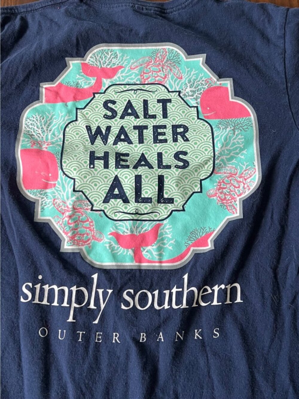 Simply Southern Blue Salt Water Heals All Long Sleeve T-Shirt Small